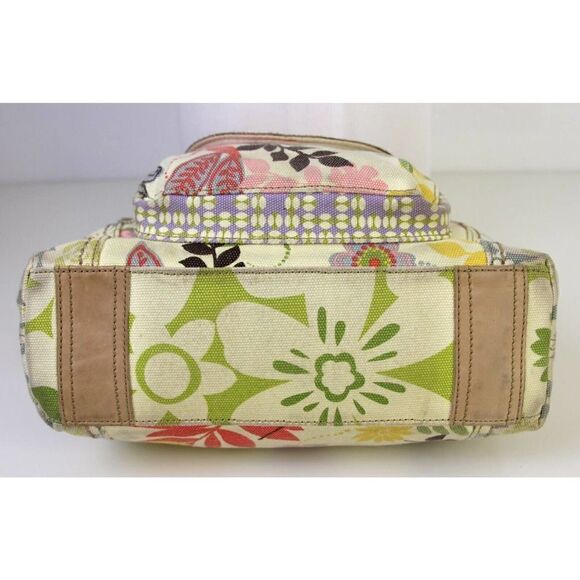 ROOMY FOSSIL FLORAL CANVAS GENUINE LEATHER TOTE HOBO SHOULDER BAG HANDBAG PURSE - Picture 6 of 9